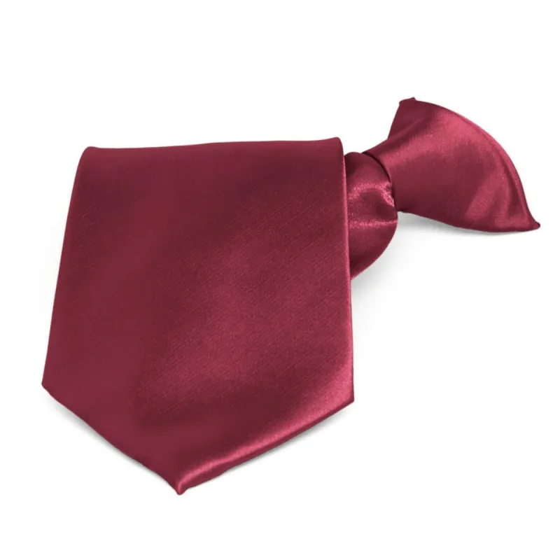 Claret Solid Color Clip-On Tie sold by TieMart