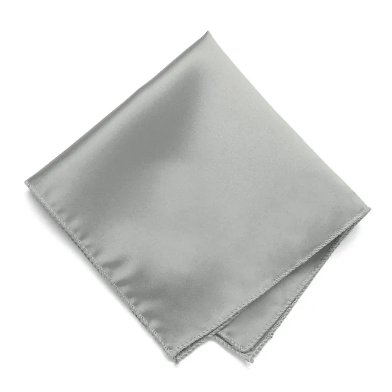 Mercury Silver Solid Color Pocket Square sold by TieMart