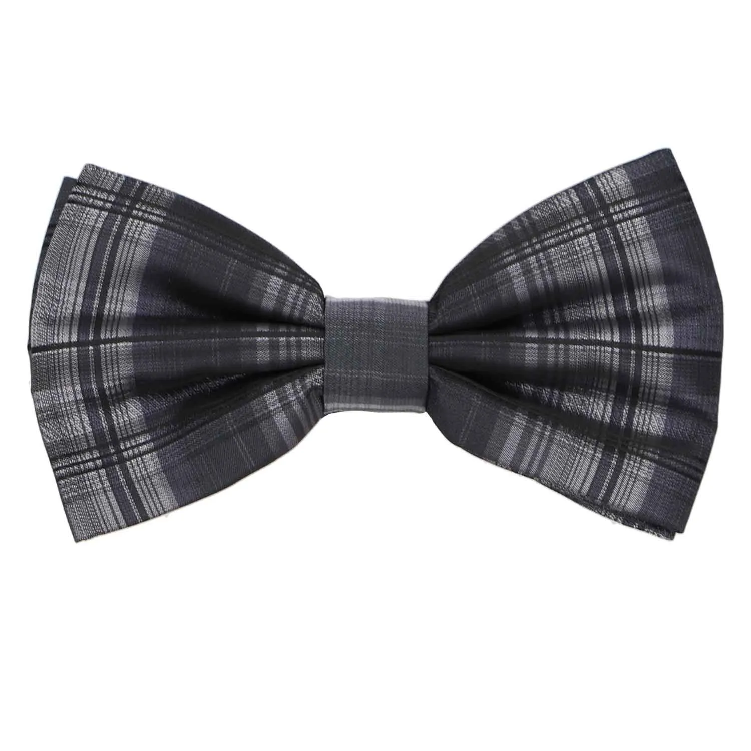 Dark Gray and Silver Delano Plaid Bow Tie sold by TieMart