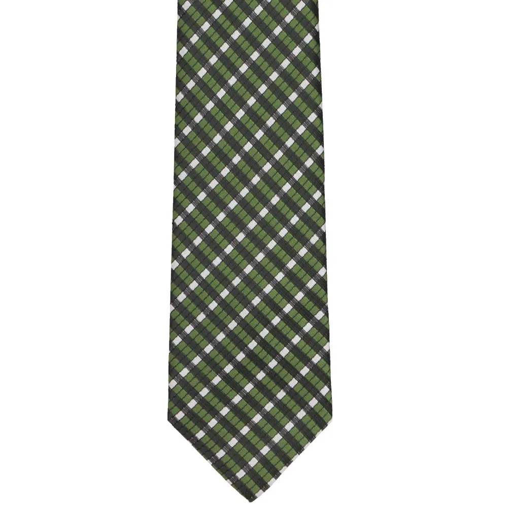 Dark Green George Plaid Slim Necktie, 2.5" Width sold by TieMart product image thumbnail 2