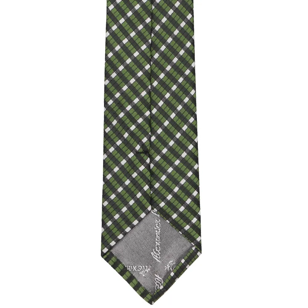 Dark Green George Plaid Slim Necktie, 2.5" Width sold by TieMart product image thumbnail 3