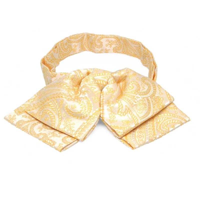 Soft Yellow Clara Paisley Floppy Bow Tie sold by TieMart
