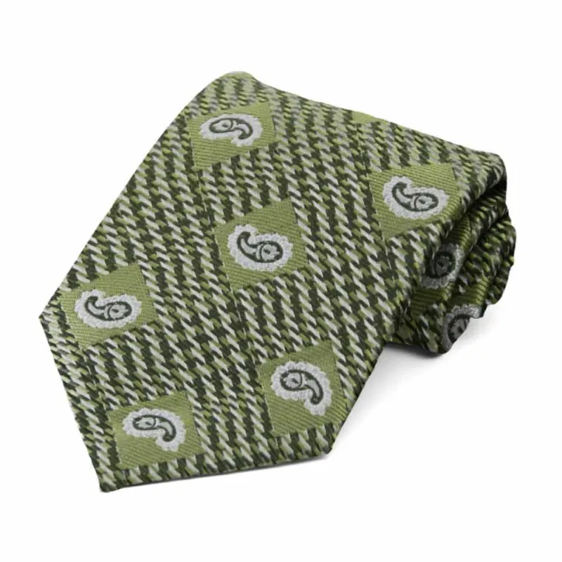 Sage Churchill Paisley Necktie sold by TieMart