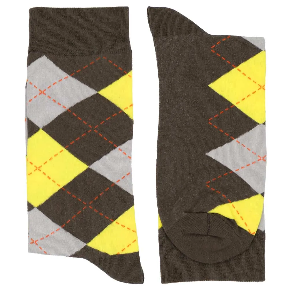 Men's Graphite Gray and Yellow Argyle Socks sold by TieMart product image thumbnail 2