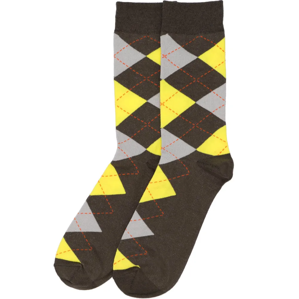 Men's Graphite Gray and Yellow Argyle Socks sold by TieMart product image thumbnail 3