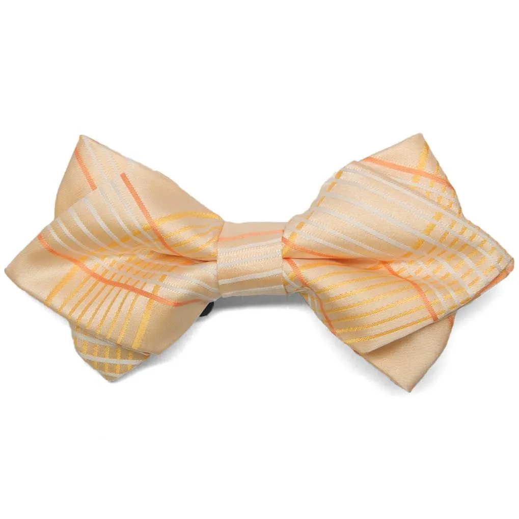 Apricot Jeffrey Plaid Diamond Tip Bow Tie sold by TieMart
