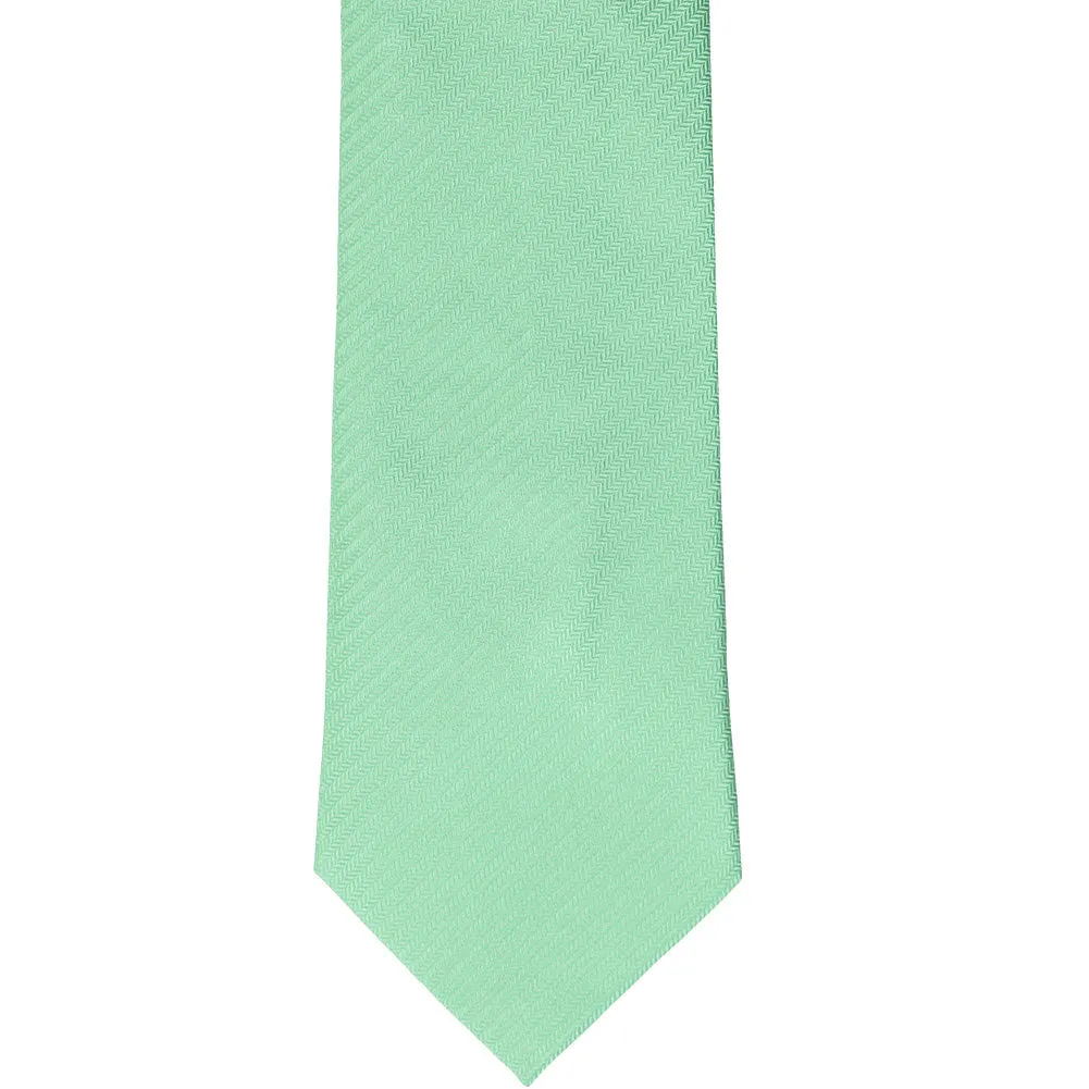 Seafoam Herringbone Silk Extra Long Necktie sold by TieMart product image thumbnail 2