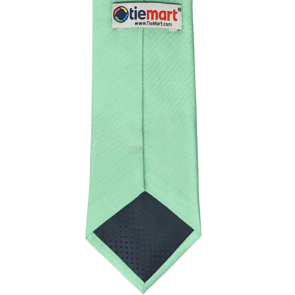 Seafoam Herringbone Silk Extra Long Necktie sold by TieMart product image thumbnail 3