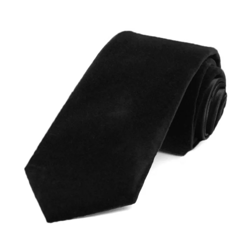 Black Velvet Slim Necktie, 2.5" Width sold by TieMart
