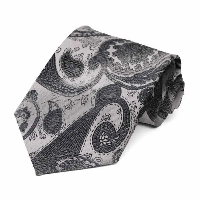 Pewter Flanders Paisley Necktie sold by TieMart