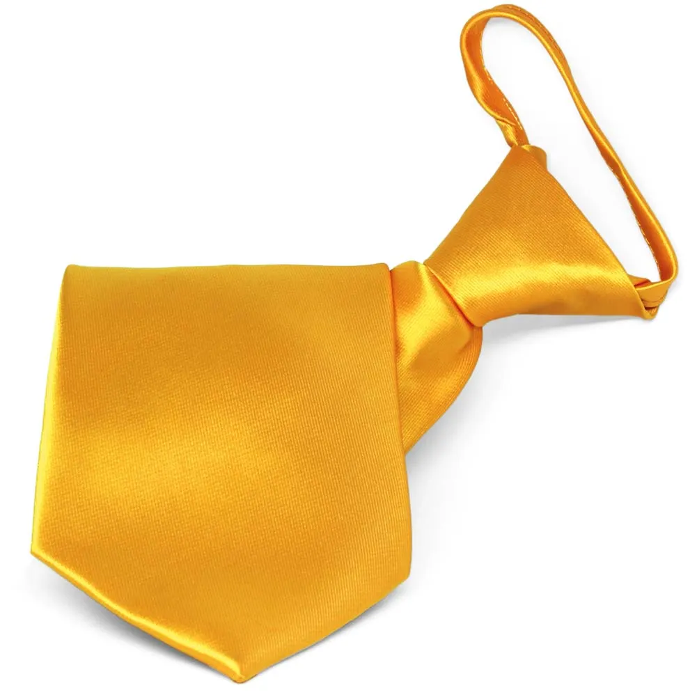 Golden Yellow Solid Color Zipper Tie sold by TieMart