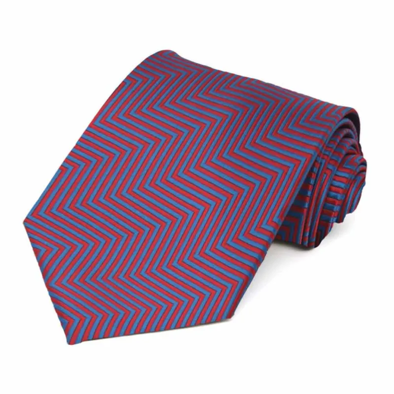 Red Kimberly Chevron Striped Necktie sold by TieMart
