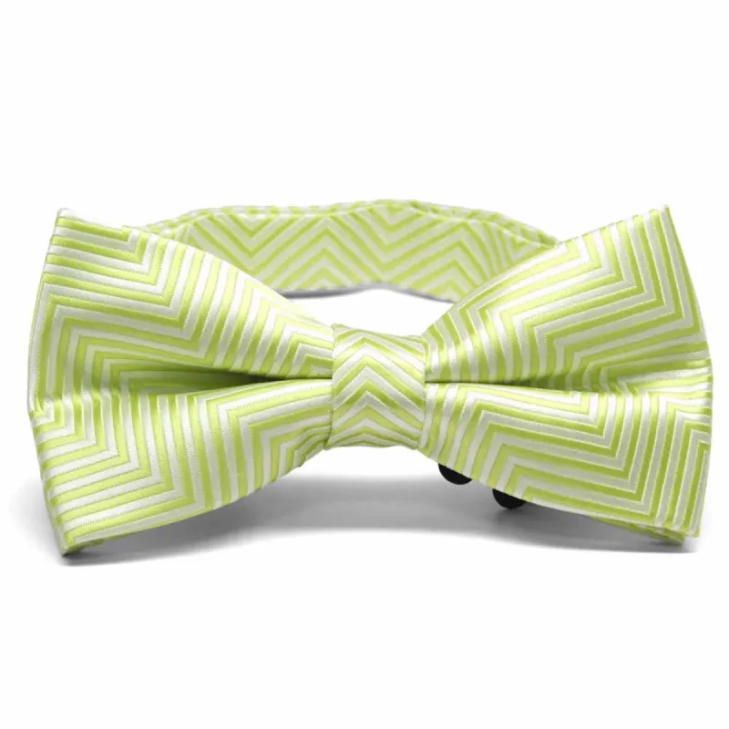 Apple Green Kimberly Chevron Striped Band Collar Bow Tie sold by TieMart