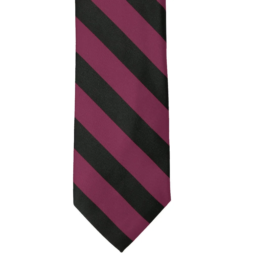 Raspberry and Black Striped Tie sold by TieMart product image thumbnail 3