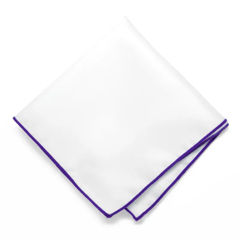 Amethyst Purple Tipped White Pocket Square sold by TieMart