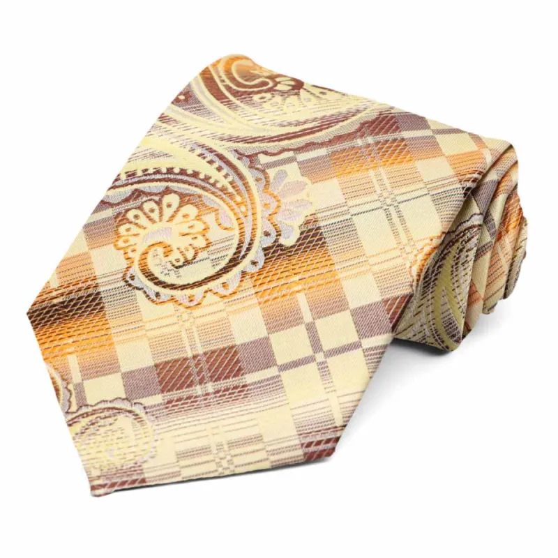 Orange Cascade Paisley Necktie sold by TieMart