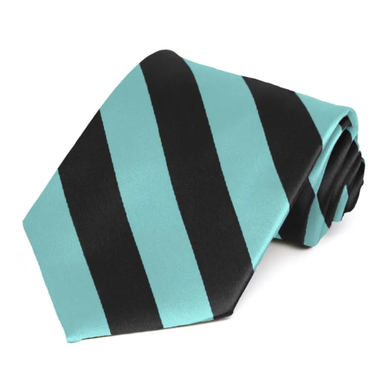 Pool Blue and Black Striped Tie sold by TieMart