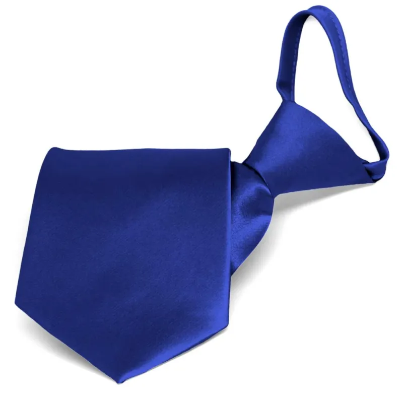 Sapphire Blue Solid Color Zipper Tie sold by TieMart