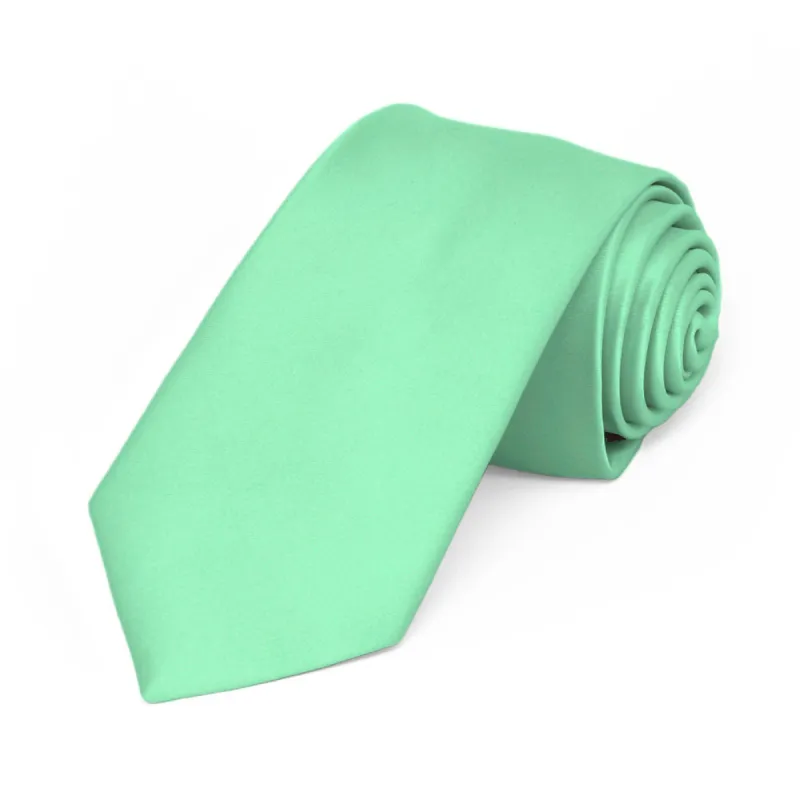Bright Mint Premium Slim Necktie, 2.5" Width sold by TieMart