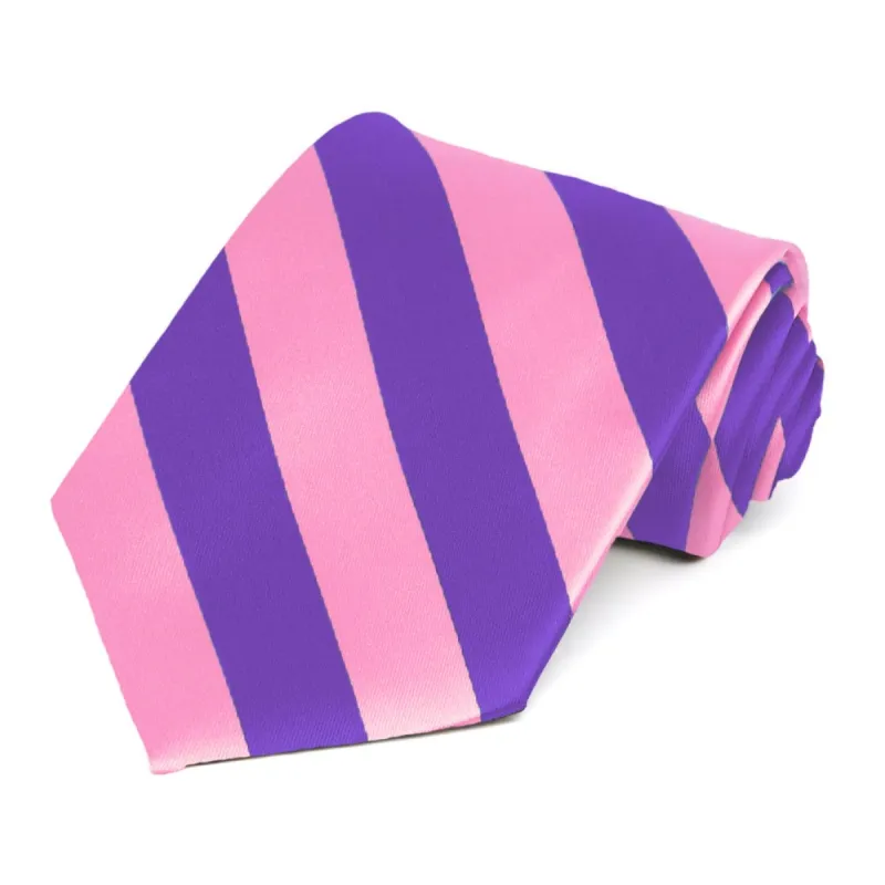 Pink and Purple Striped Tie sold by TieMart