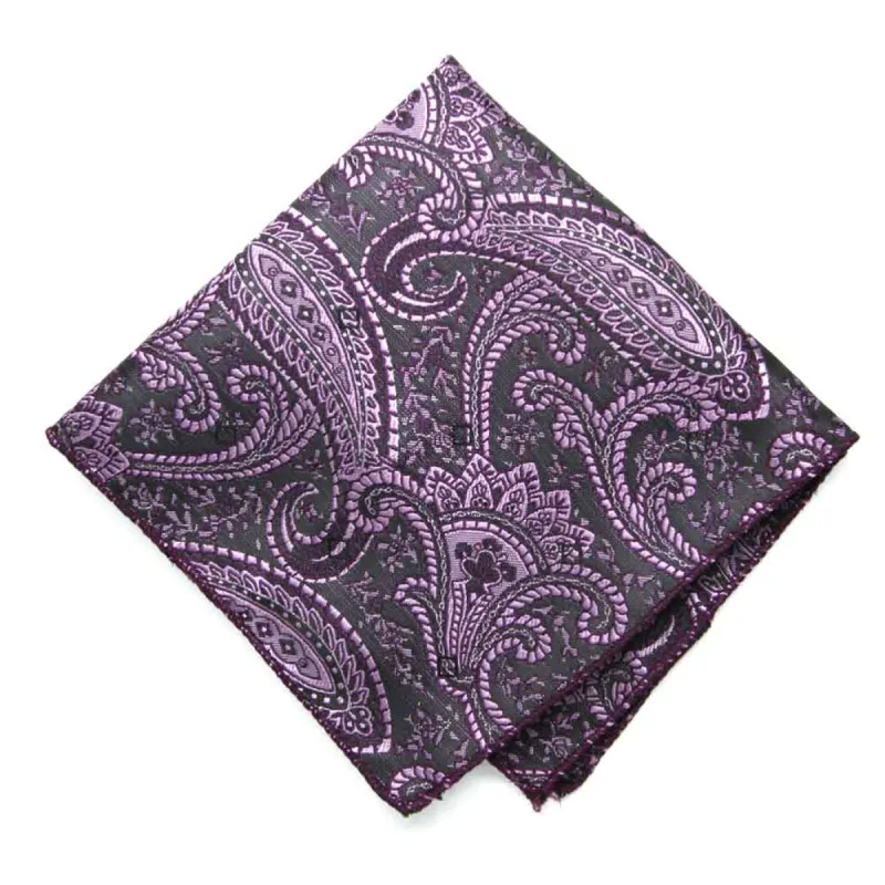 Eggplant Purple Clara Paisley Pocket Square sold by TieMart