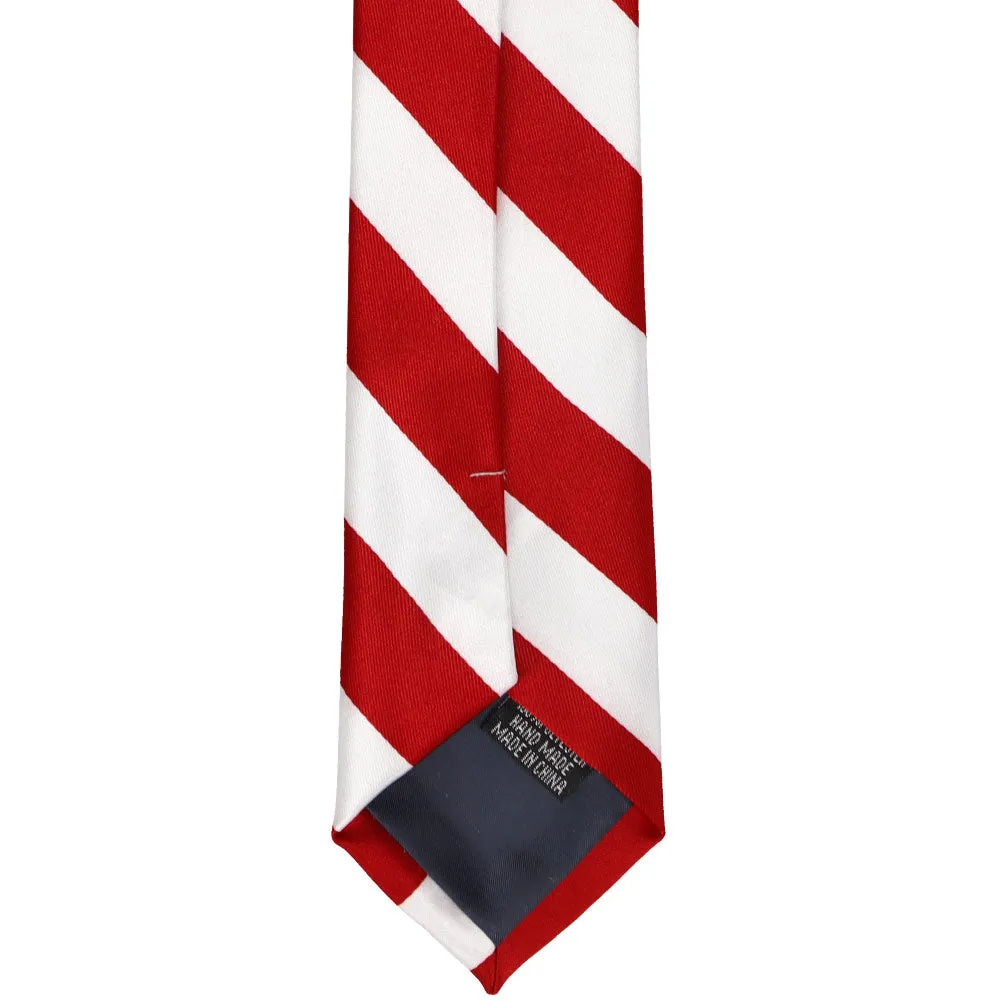 Red and White Striped Slim Tie, 2.5" Width sold by TieMart product image thumbnail 4