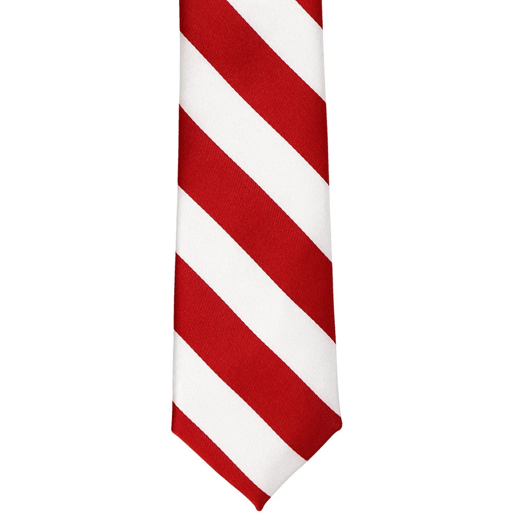 Red and White Striped Slim Tie, 2.5" Width sold by TieMart product image thumbnail 2