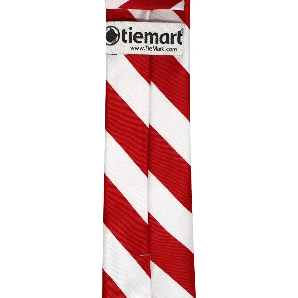 Red and White Striped Slim Tie, 2.5" Width sold by TieMart product image thumbnail 3