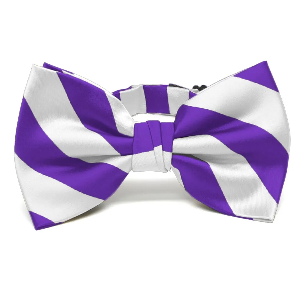 Purple and White Striped Bow Tie sold by TieMart