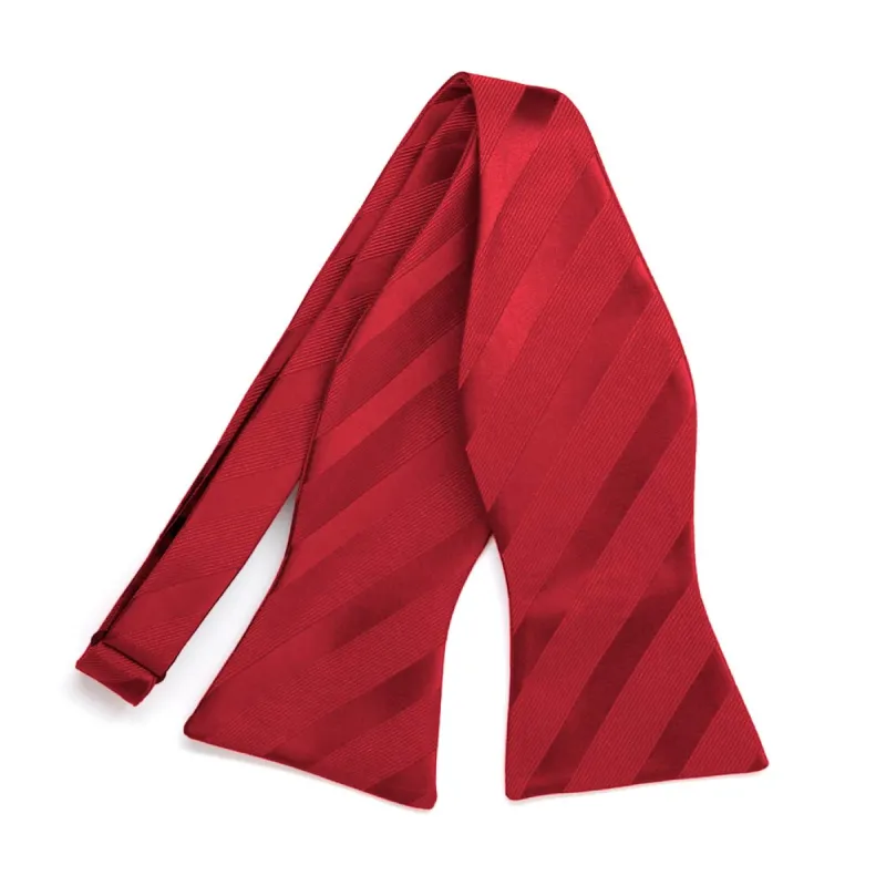 Red Elite Striped Self-Tie Bow Tie sold by TieMart