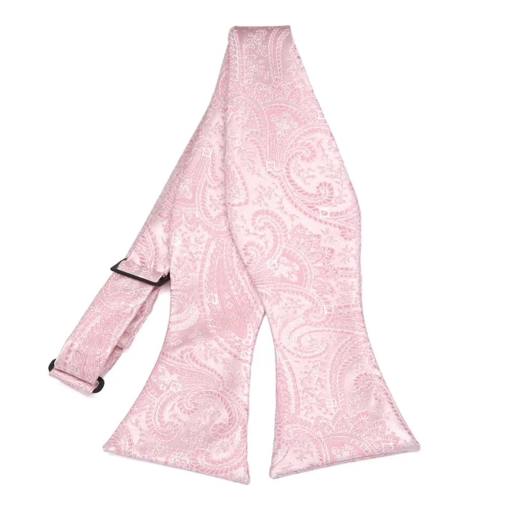 Pale Pink Clara Paisley Self-Tie Bow Tie sold by TieMart