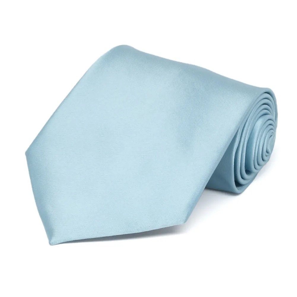 Powder Blue Extra Long Solid Color Necktie sold by TieMart