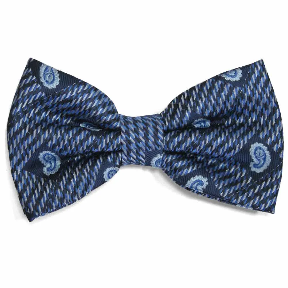 Dark Blue Churchill Paisley Bow Tie sold by TieMart