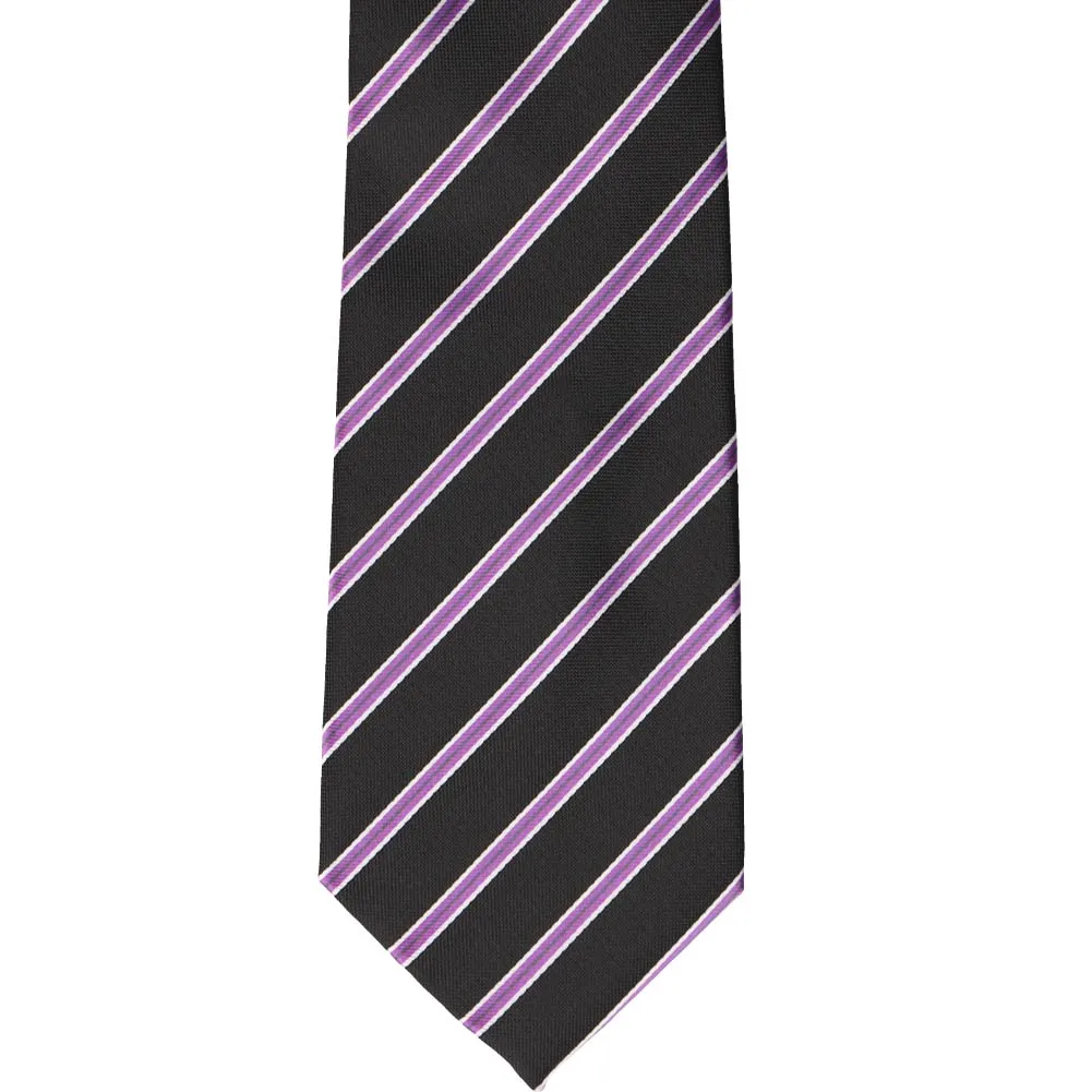 Black Melvin Striped Necktie sold by TieMart product image thumbnail 2