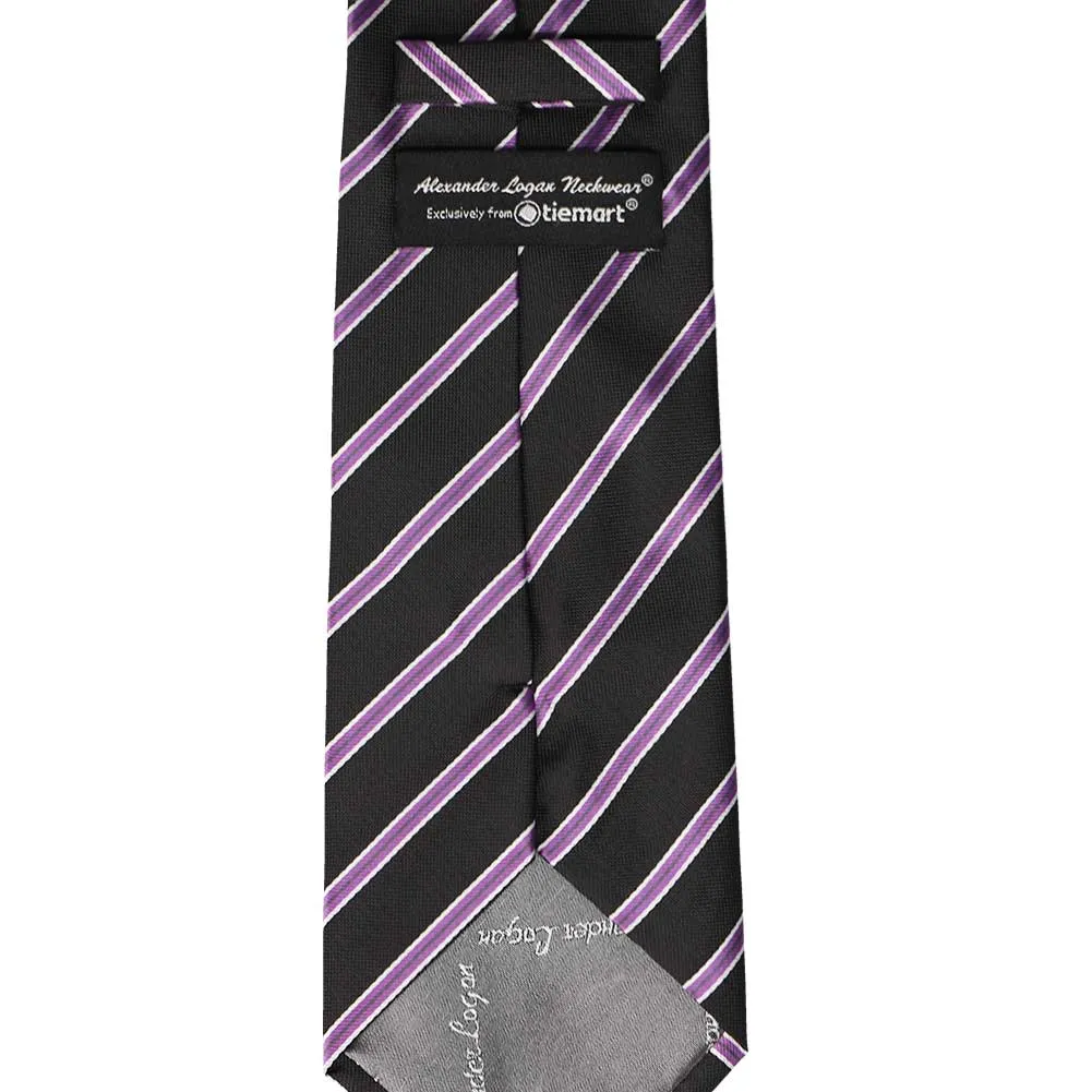Black Melvin Striped Necktie sold by TieMart product image thumbnail 3