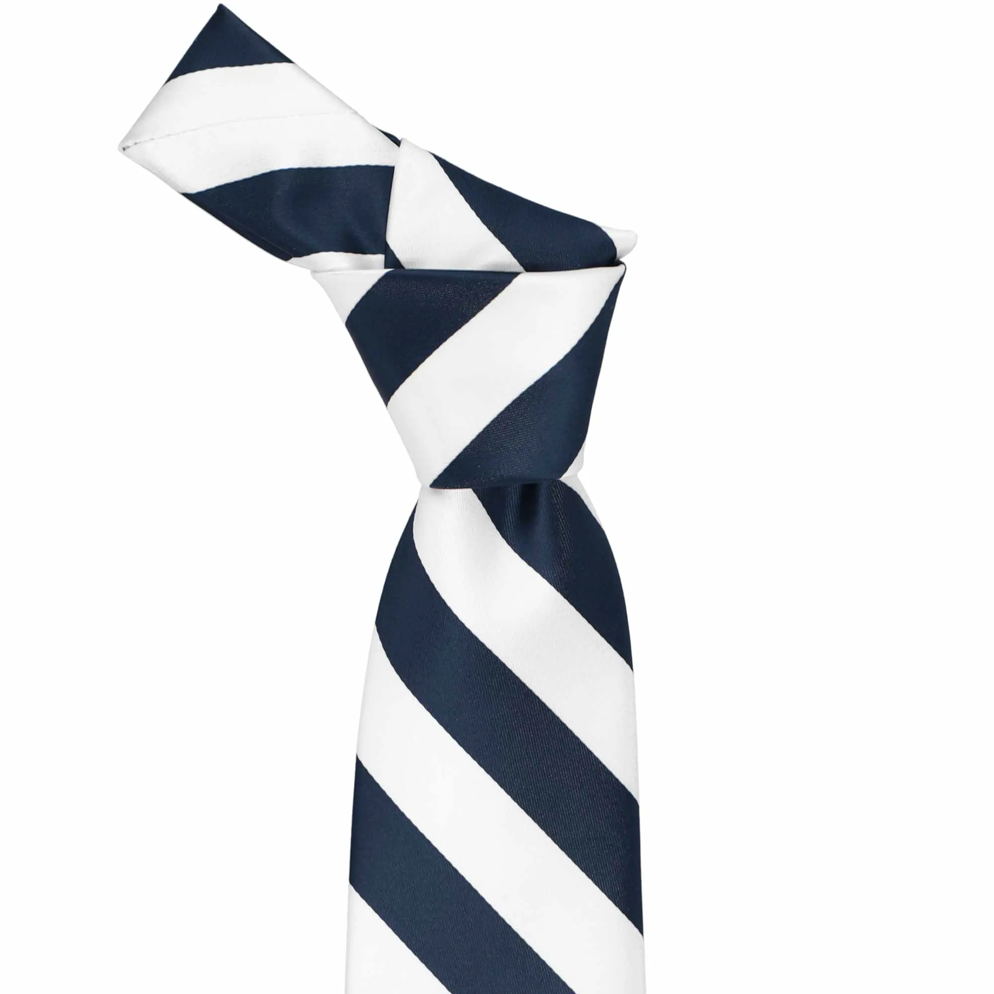 Navy Blue and White Extra Long Striped Tie sold by TieMart product image thumbnail 2