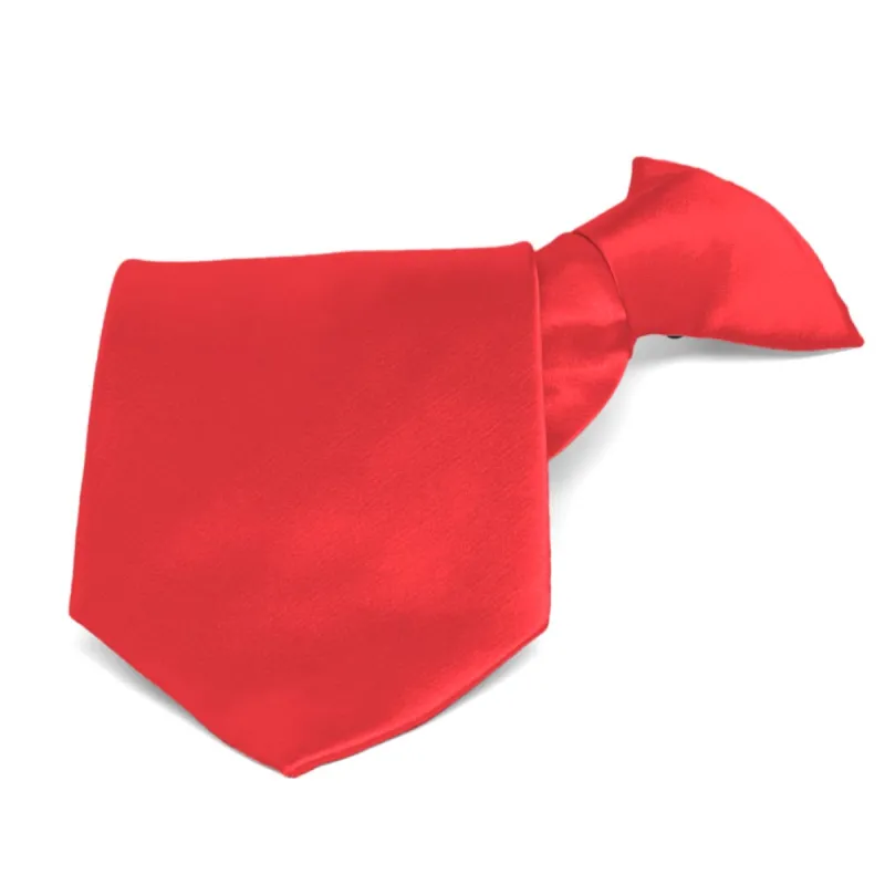 Poppy Red Solid Color Clip-On Tie sold by TieMart