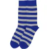 Men's Royal Blue and Silver Striped Socks sold by TieMart
