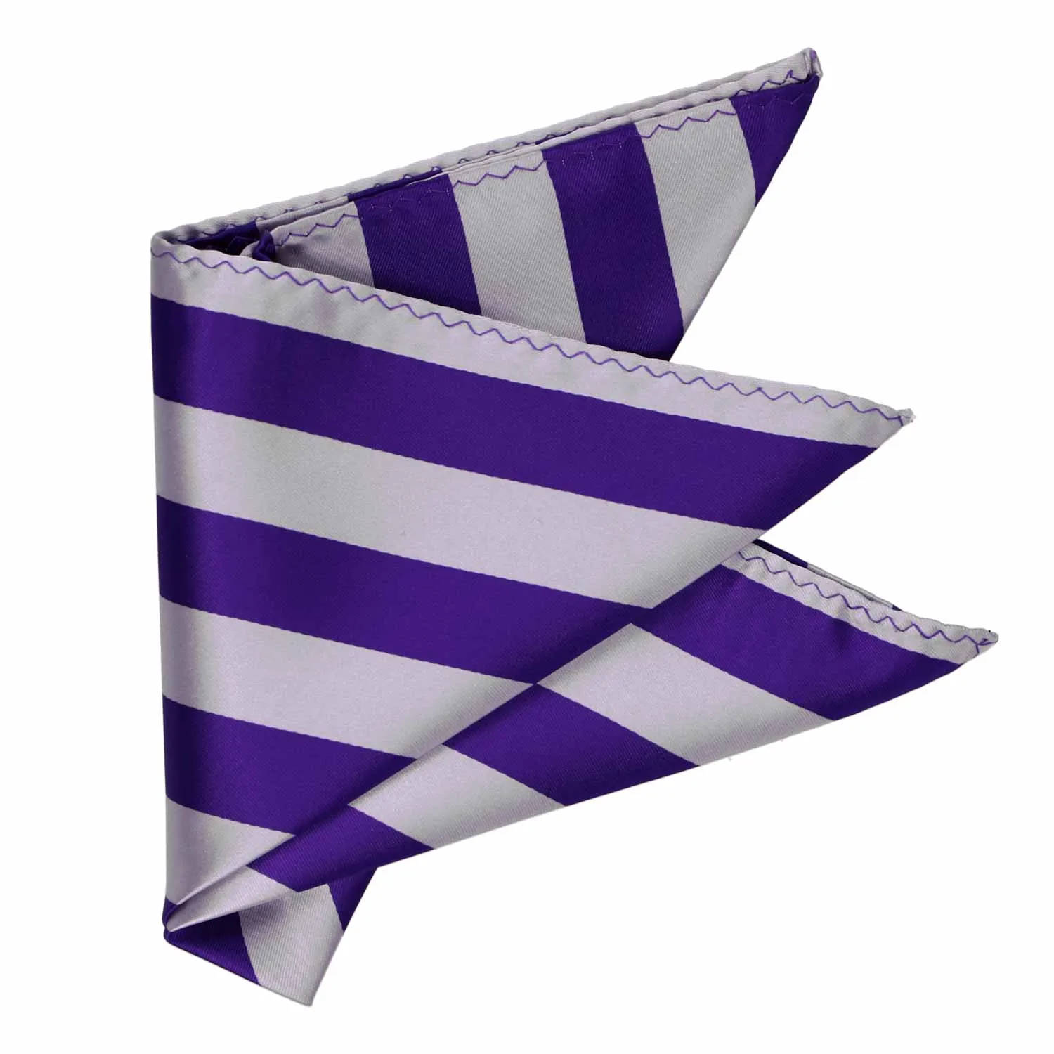 Dark Purple and Silver Striped Pocket Square sold by TieMart product image thumbnail 3
