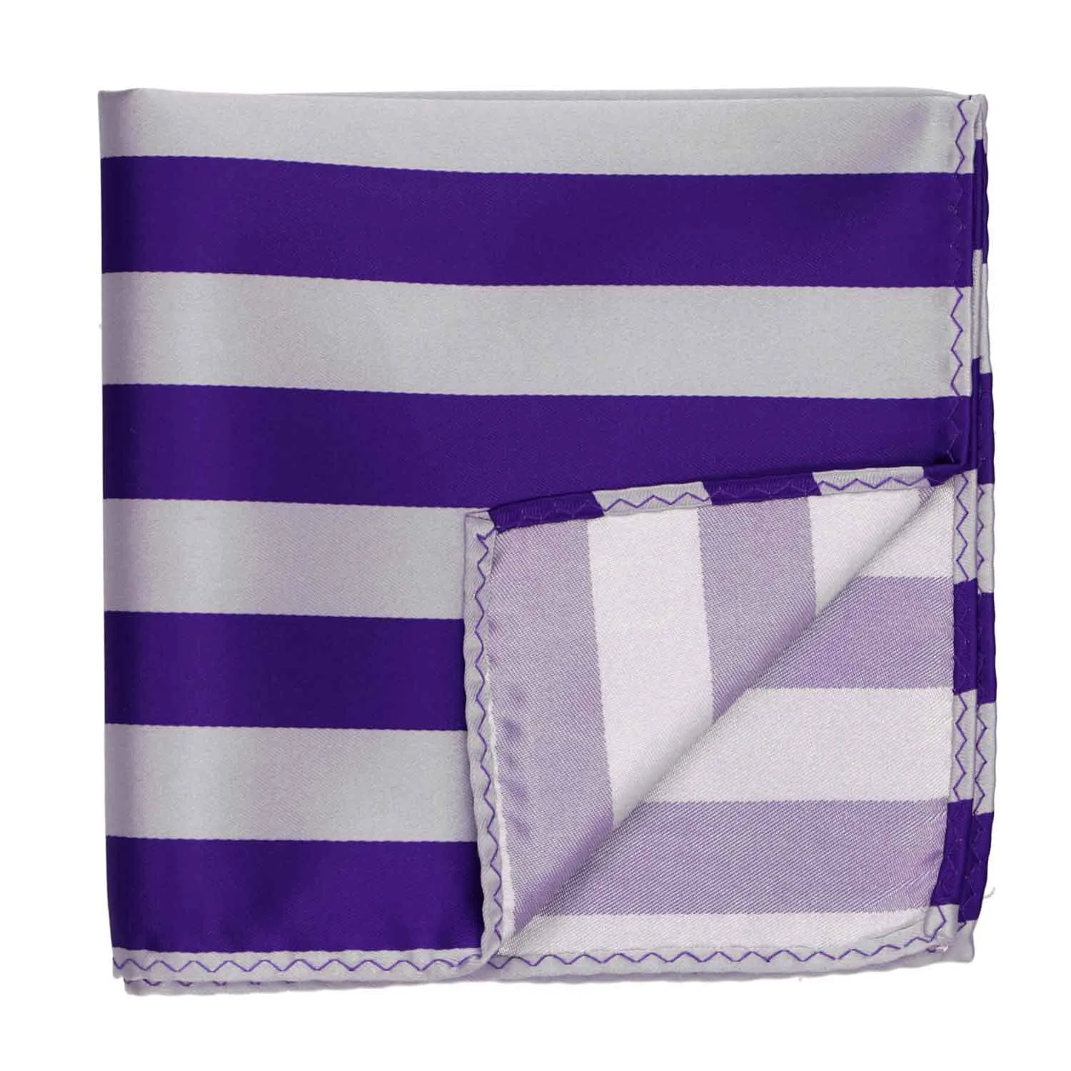 Dark Purple and Silver Striped Pocket Square sold by TieMart product image thumbnail 2