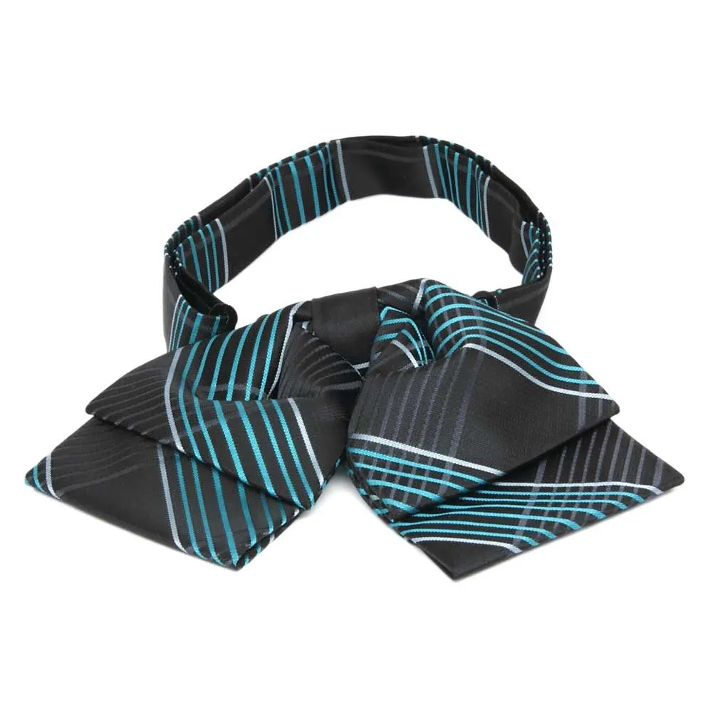 Turquoise Jeffrey Plaid Floppy Bow Tie sold by TieMart