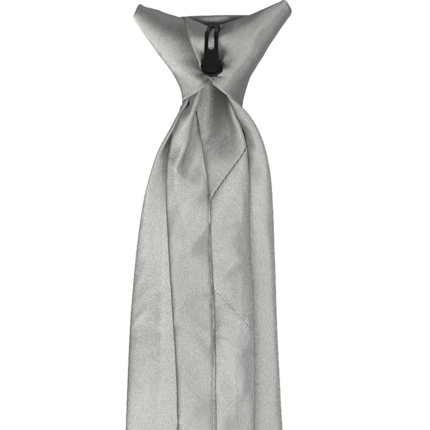 Mercury Silver Solid Color Clip-On Tie sold by TieMart product image thumbnail 4