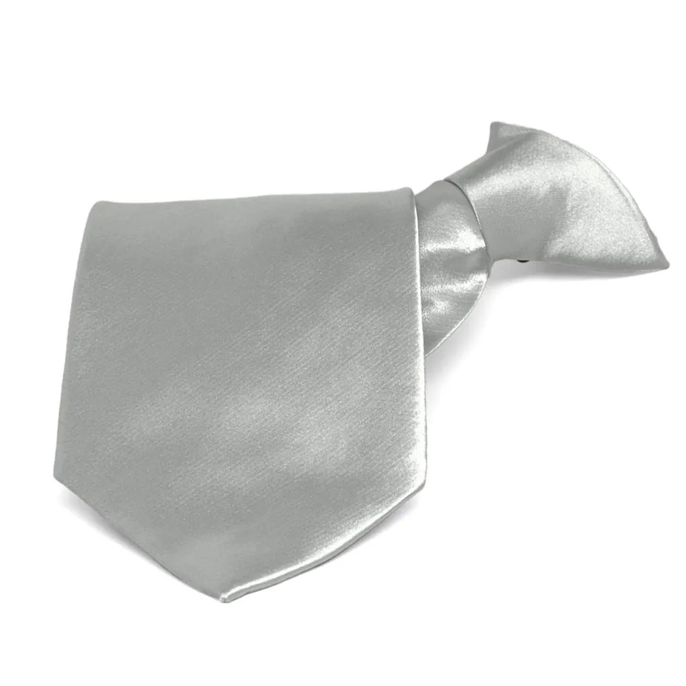 Mercury Silver Solid Color Clip-On Tie sold by TieMart