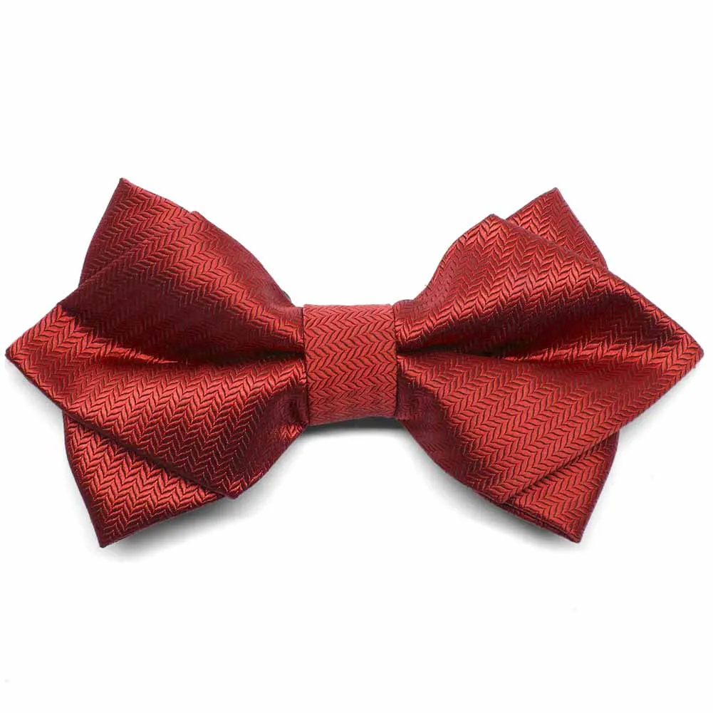 Red Herringbone Diamond Tip Bow Tie sold by TieMart