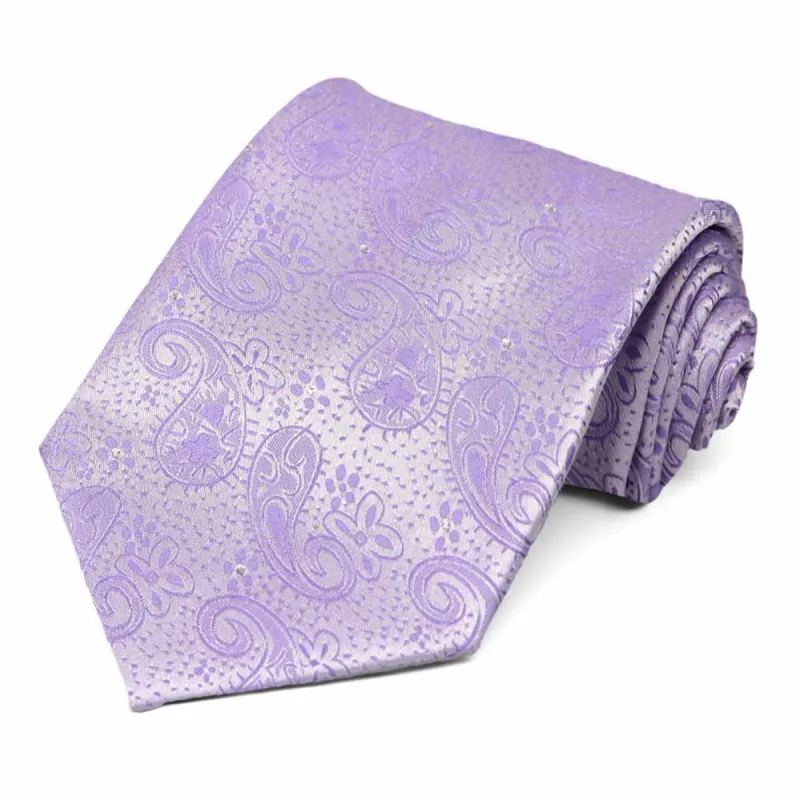 Lavender Wicklow Metallic Paisley Necktie sold by TieMart