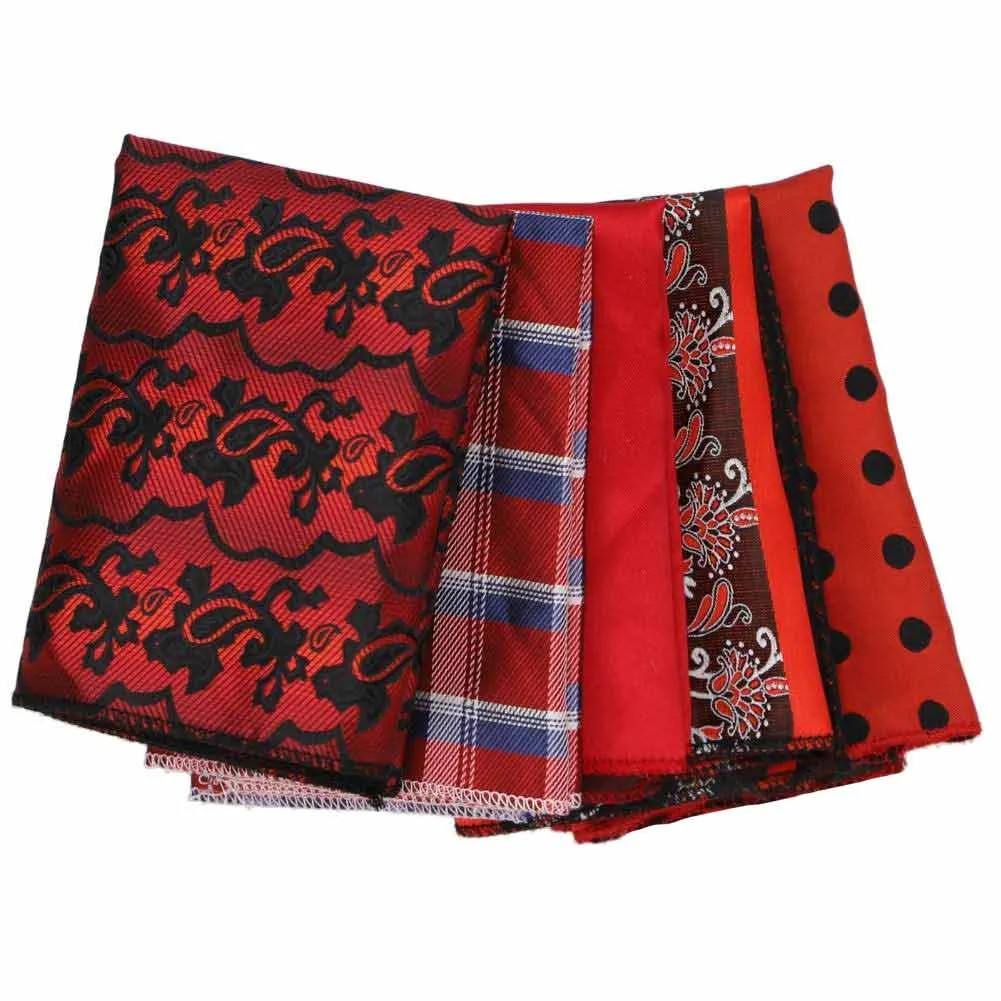 Assorted Red Pocket Squares, 5-Pack sold by TieMart