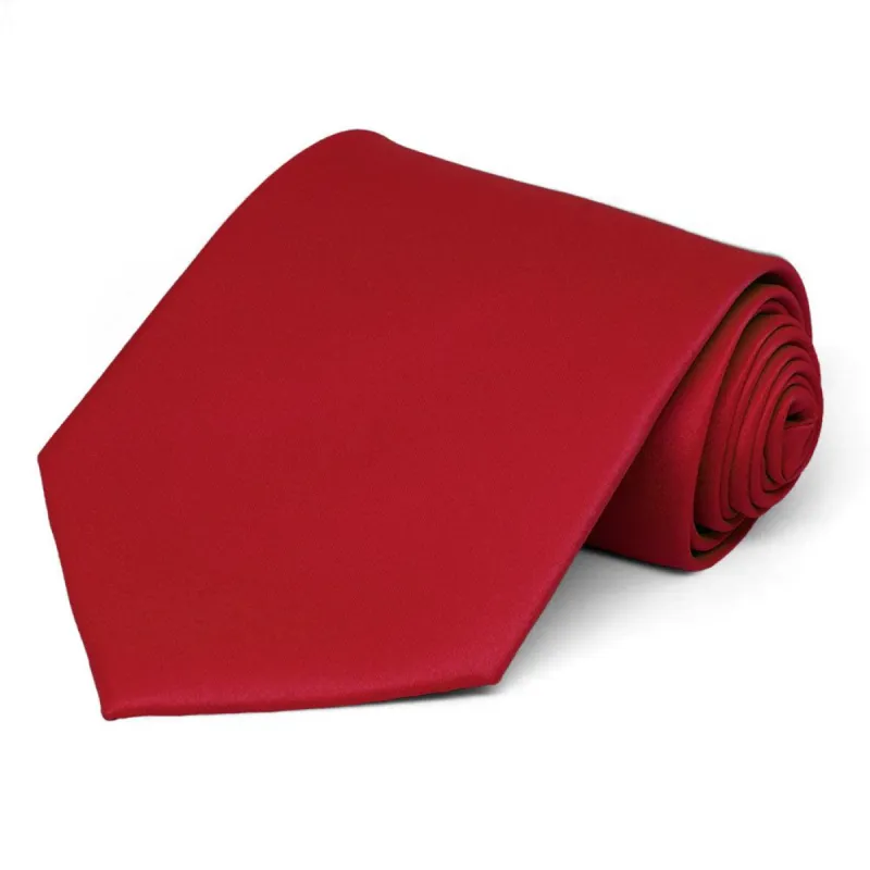 Festive Red Extra Long Solid Color Necktie sold by TieMart