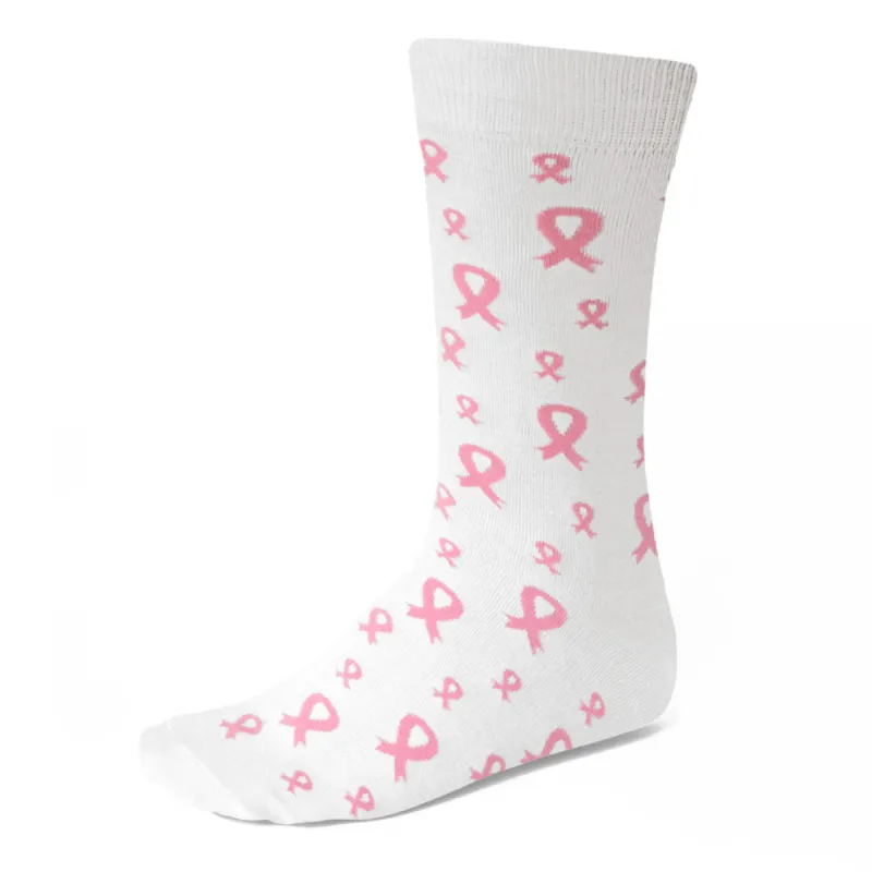 Breast Cancer Awareness Socks in White made by TieMart