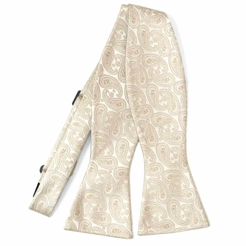 Wheat Brown Darlene Paisley Self-Tie Bow Tie sold by TieMart