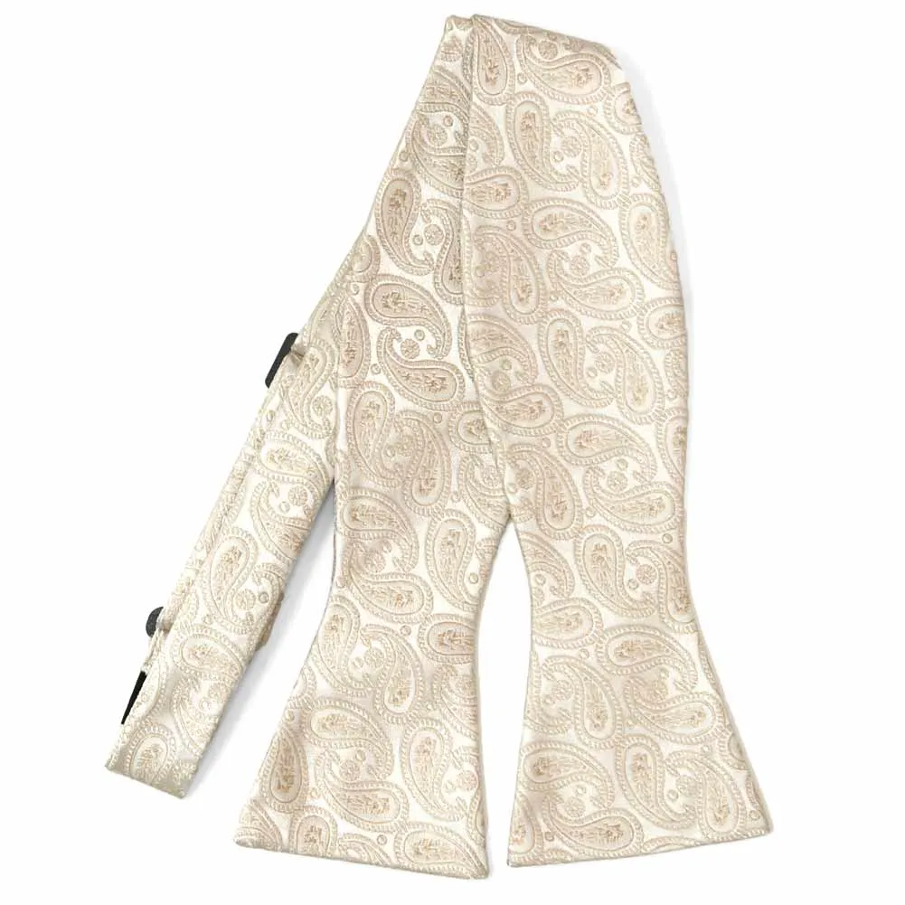 Wheat Brown Darlene Paisley Self-Tie Bow Tie sold by TieMart